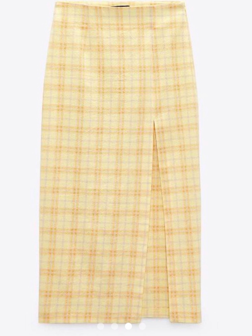 Zara Yellow Plaid Midi Skirt with Side Slit